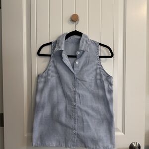 Blue Striped Sleeveless Women's Top